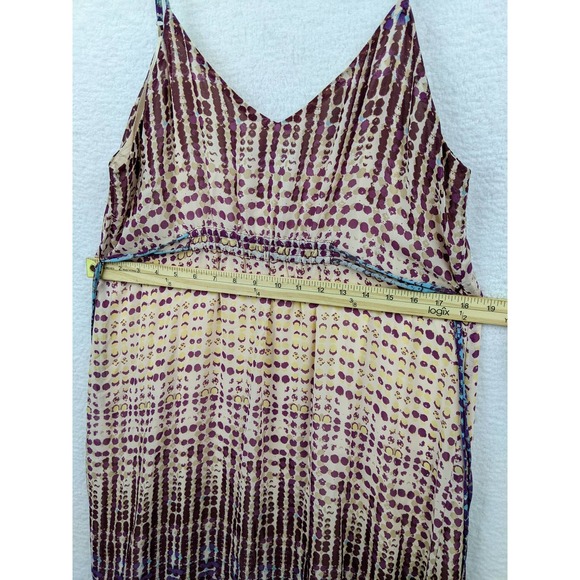 Anthropologie Womens Geometric Print Maxi Dress Size L Spaghetti Strap Tie Waist - Picture 7 of 11